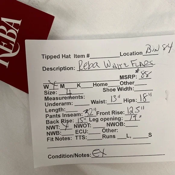 NWT $88 Reba White Flare Jeans (Bin 84) - Picture 4 of 4